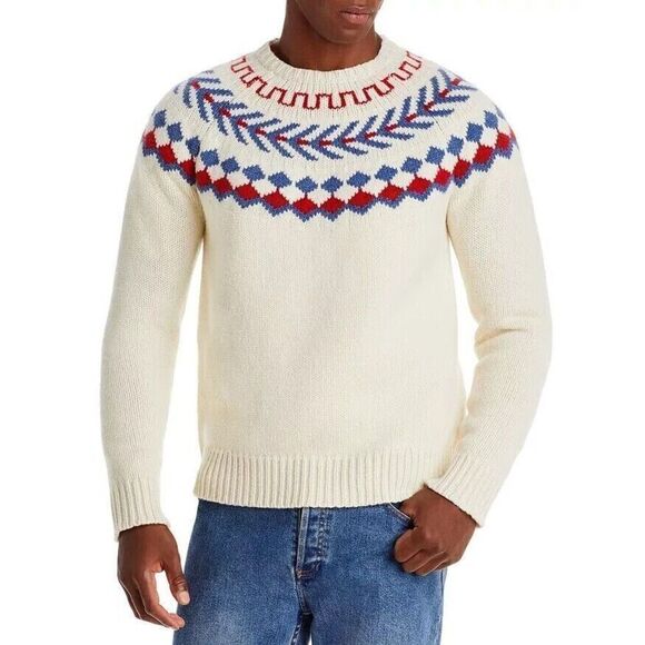 The Men's Store Bloomingdale's Sz XL Wool Geo-Stripe Crewneck Sweater $168 - Picture 7 of 8